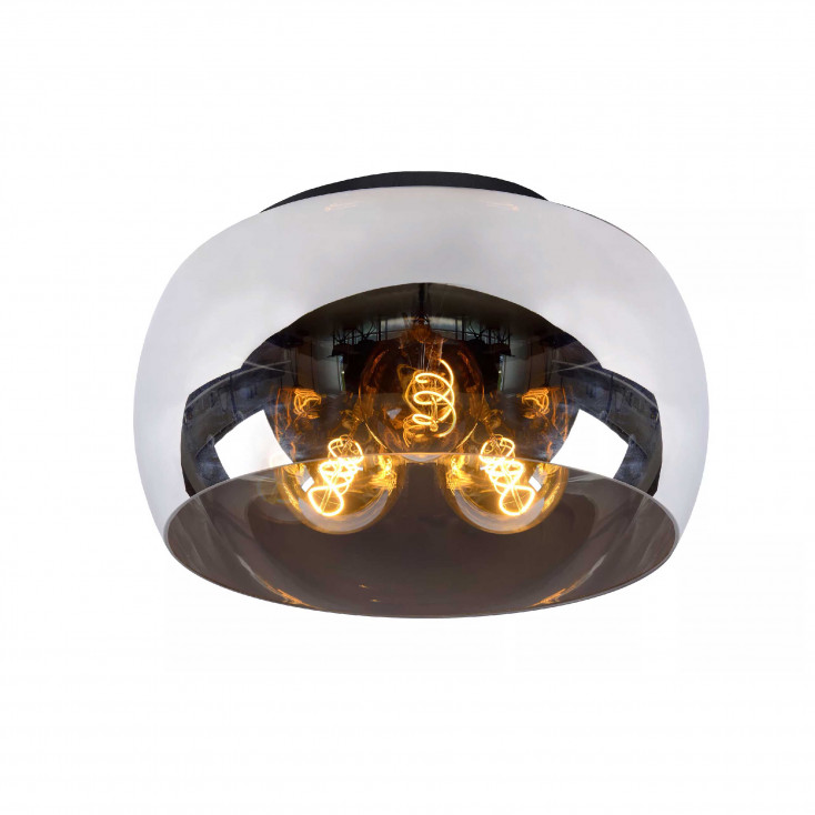 Lampada da soffitto con struttura in metallo e diffusore rotondo in vetro