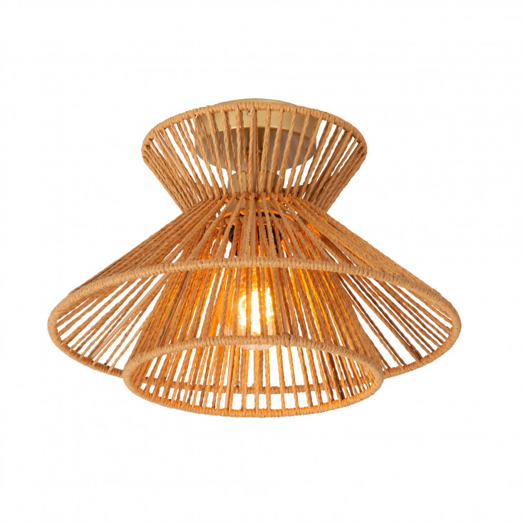 Lampada da soffitto dal design rustico struttura in metallo e paralume in carta