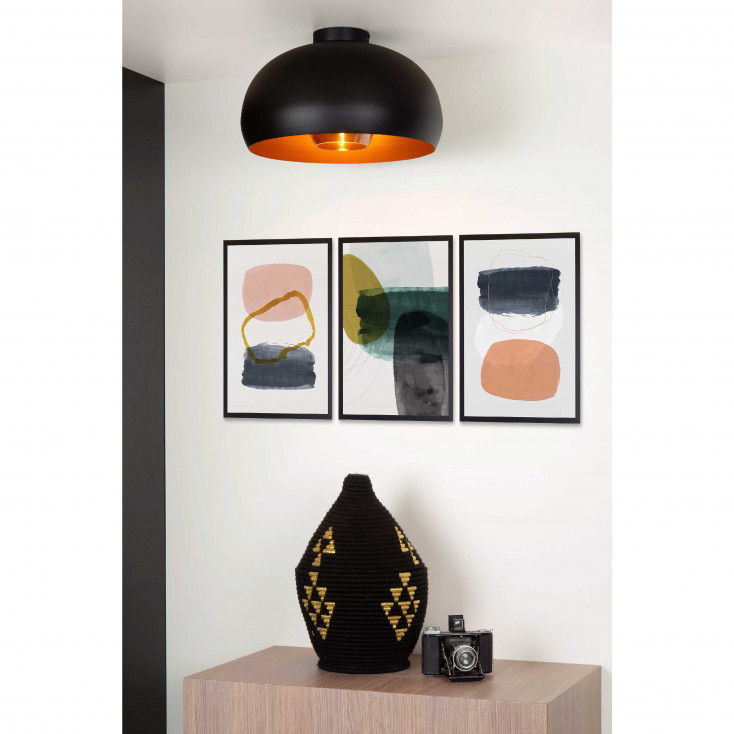 Lampada da soffitto diffusore rotondo in acciaio a campana dalle linee moderne