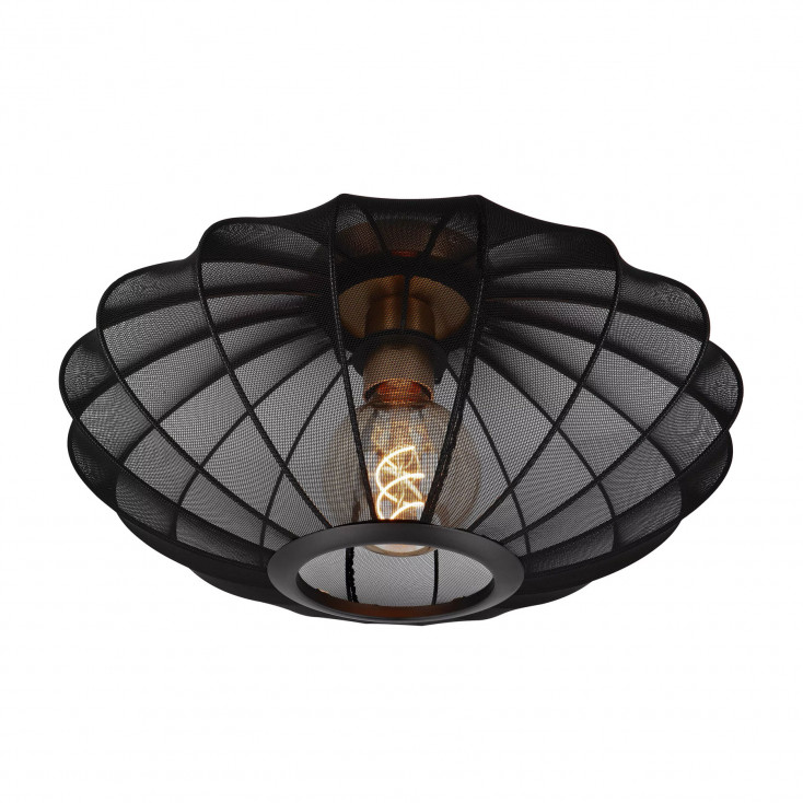 Lampada da soffitto in metallo e paralume in tessuto dal design moderno