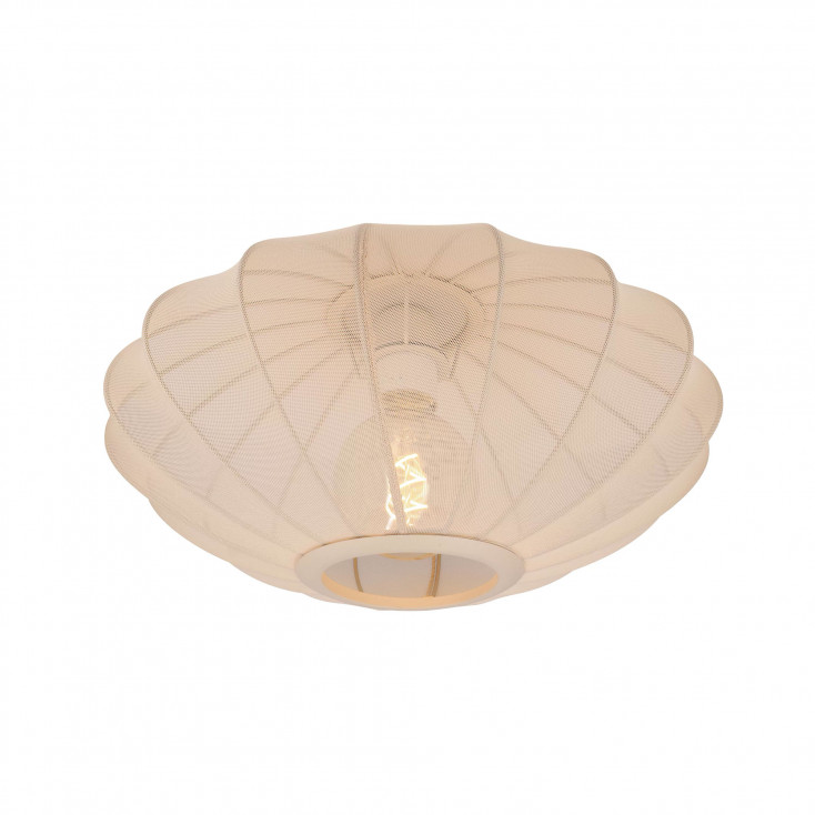 Lampada da soffitto in metallo e paralume in tessuto dal design moderno