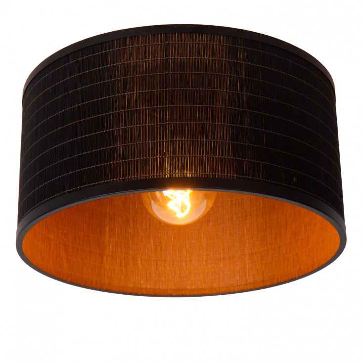 Lampada da soffitto moderna struttura in metallo e diffusore in rattan
