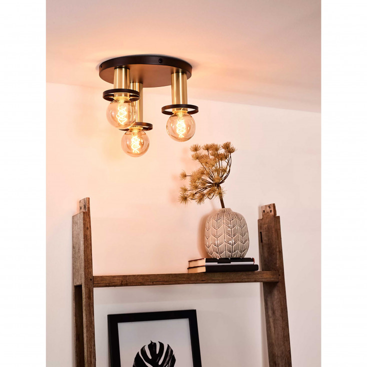 Lampada da soffitto rotonda in metallo a 3 diffusori dal design moderno