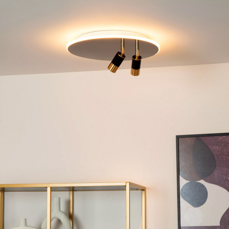 Lampada da soffitto struttura in acciaio e doppio diffusore a led dimmerabile