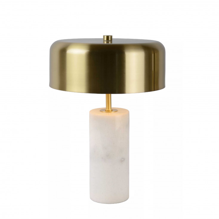 Lampada da tavolo con base in marmo e diffusore in metallo dal design elegante