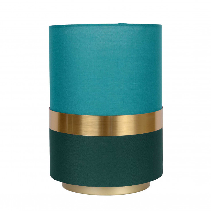 Lampada da tavolo con base in metallo e paralume in lino dal design elegante