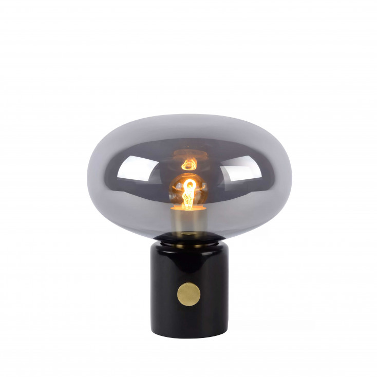 Lampada da tavolo con struttura in marmo e diffusore in vetro dal design moderno