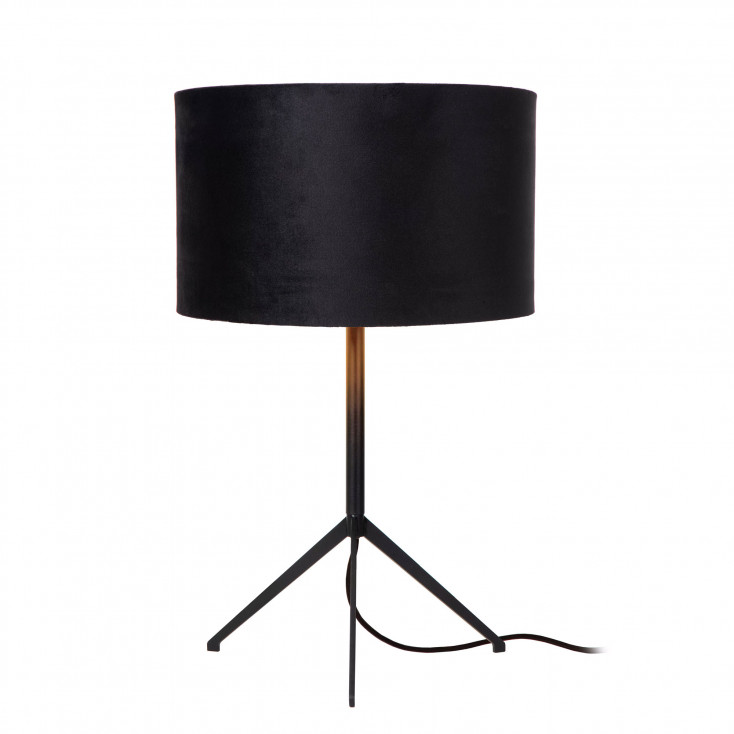 Lampada da tavolo con struttura in metallo e diffusore con paralume in lino