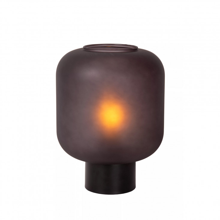 Lampada da tavolo in metallo dal design moderno con diffusore in vetro