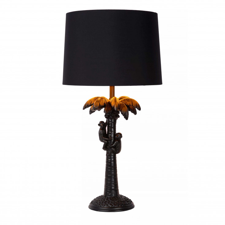 Lampada da tavolo moderna con base in materiale sintetico e paralume in cotone