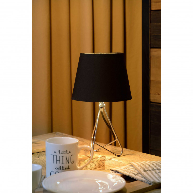 Lampada da tavolo moderna in metallo con diffusore in cotone