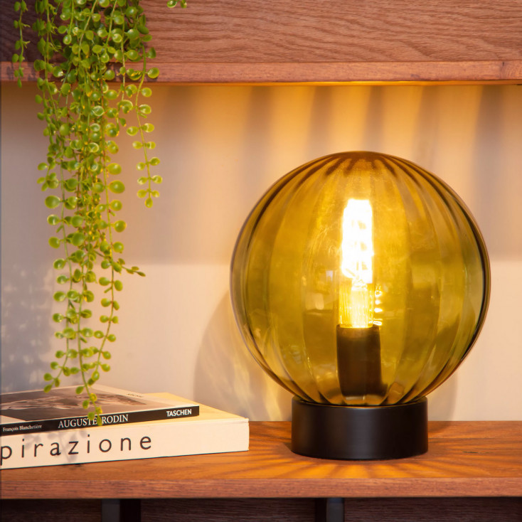 Lampada da tavolo moderna struttura in metallo con diffusore in vetro