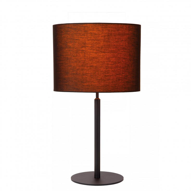 Lampada da tavolo moderna struttura in metallo con diffusore ovale in tessuto