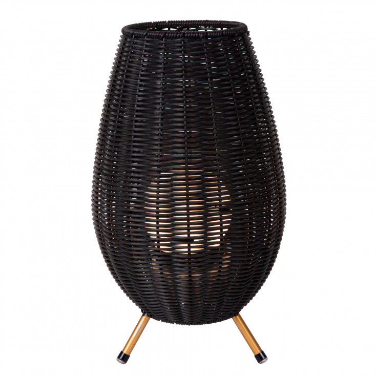 Lampada da tavolo piccola da esterno a led ricaricabile con diffusore in rattan