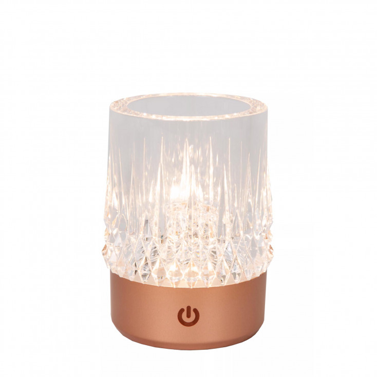 Lampada da tavolo ricaricabile in metallo e diffusore a led in acrilico