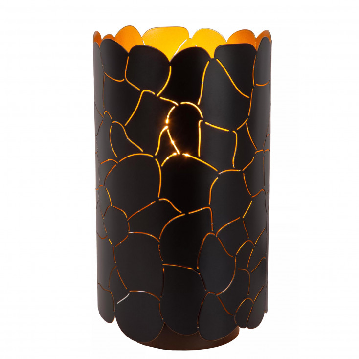 Lampada da tavolo rotonda con diffusore in metallo dal design moderno