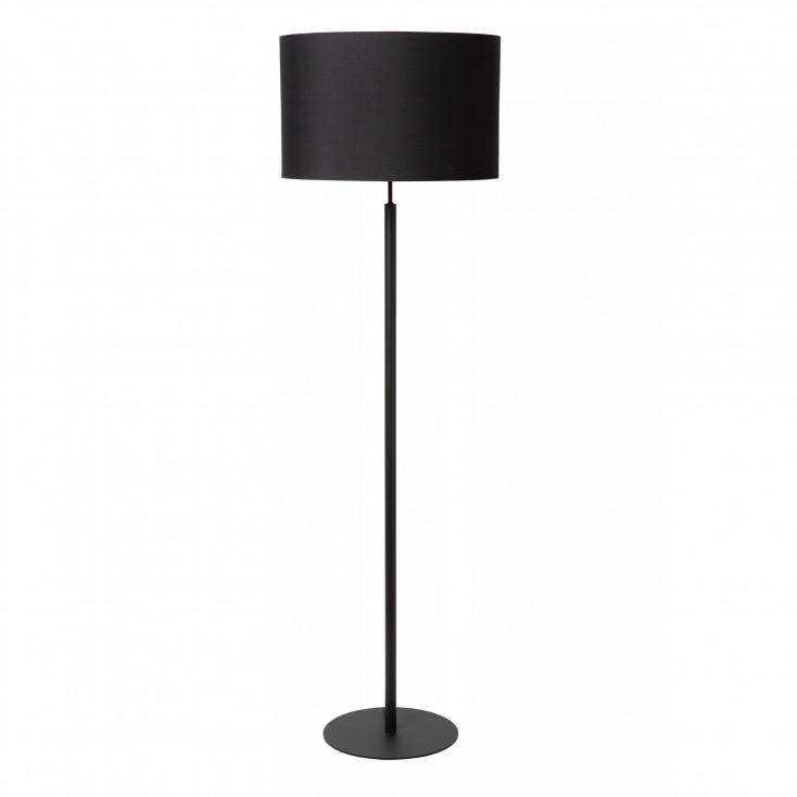 Lampada da terra con struttura in metallo e diffusore ovale in tessuto