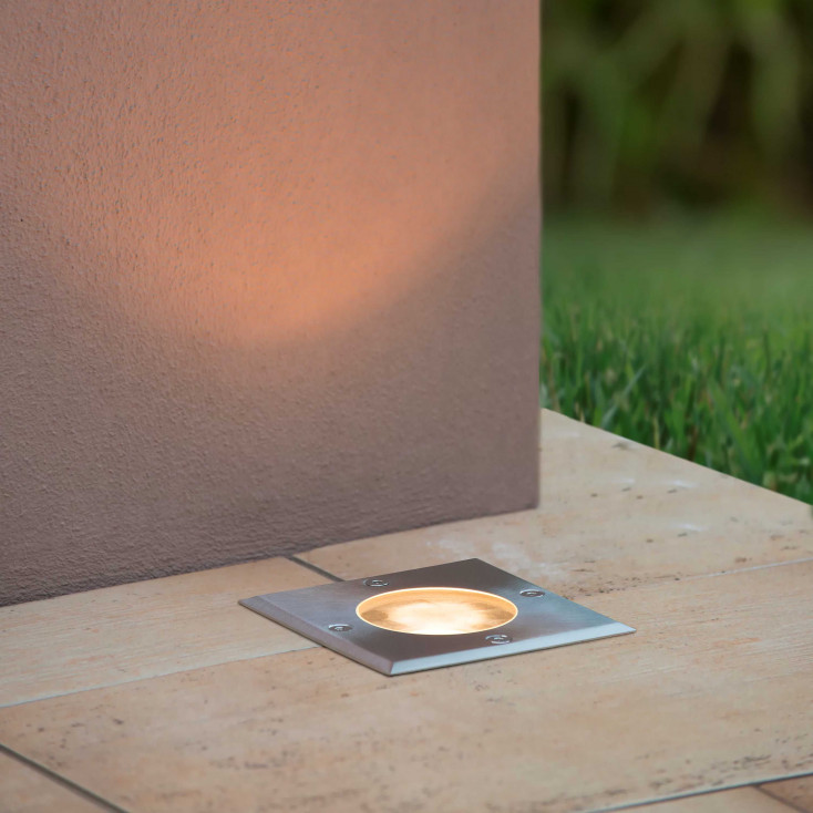 Lampada da terra da incasso quadrata per esterno con struttura in alluminio