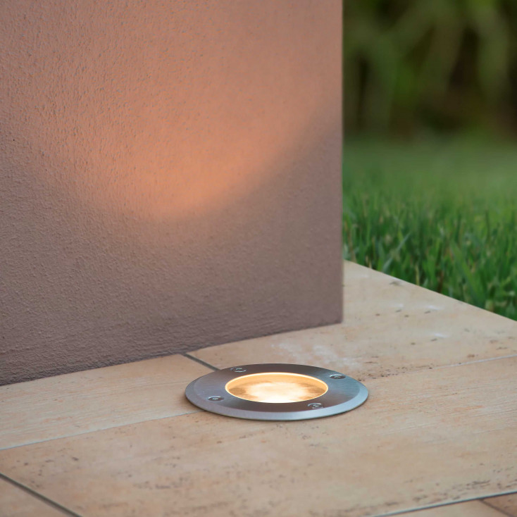 Lampada da terra da incasso rotonda per esterno con struttura in alluminio