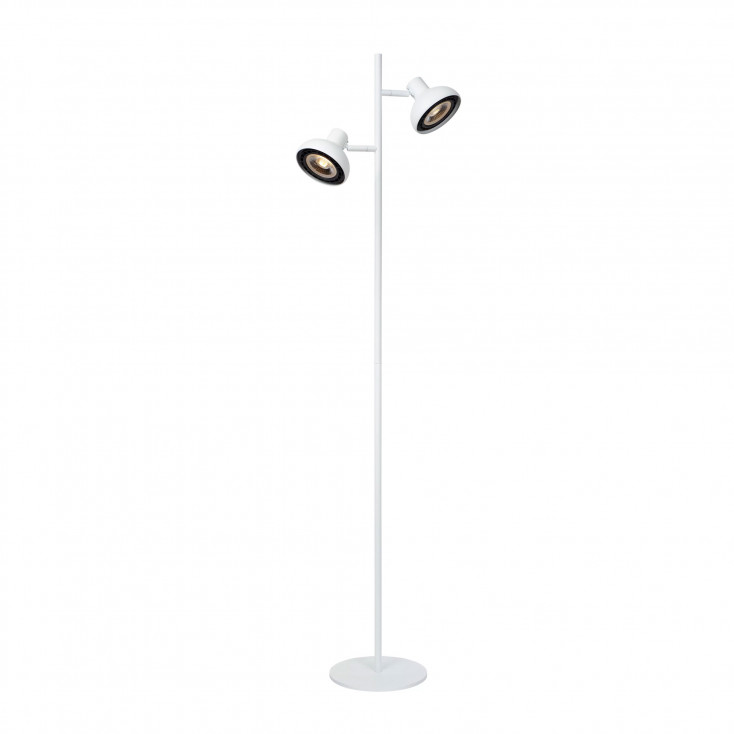 Lampada da terra dal design moderno in acciaio con doppio diffusore
