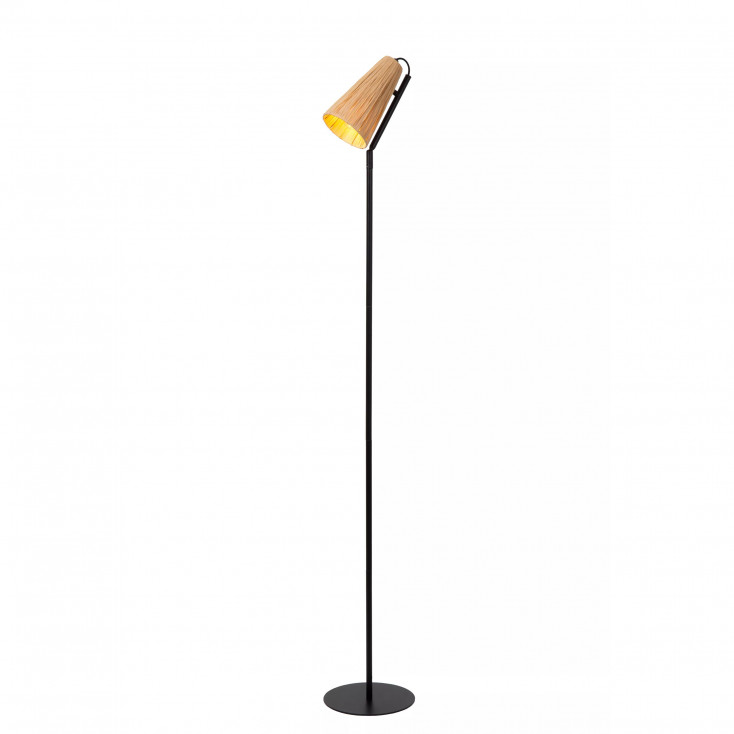 Lampada da terra in metallo con diffusore in tessuto