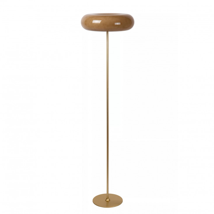 Lampada da terra moderna con struttura in metallo e diffusore in vetro