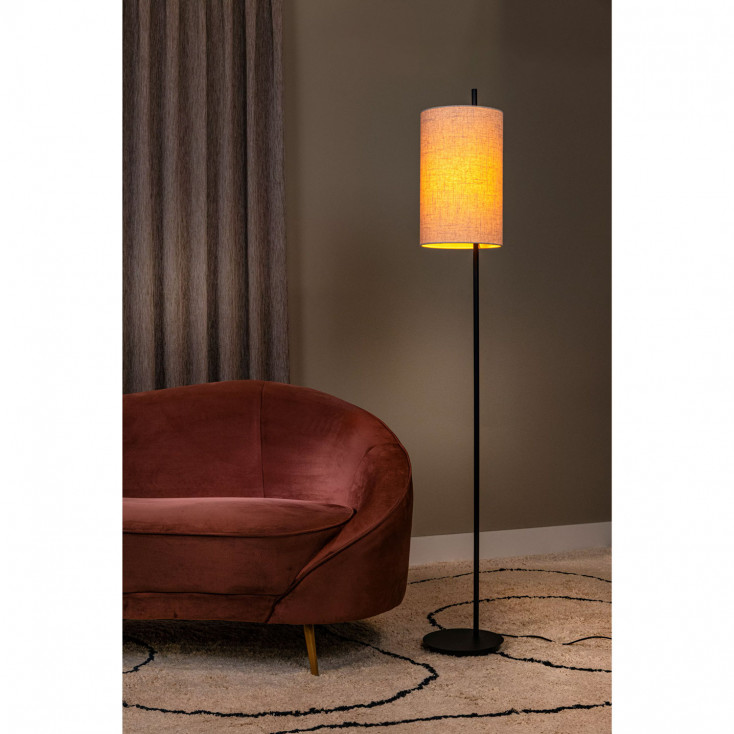 Lampada da terra moderna con struttura in metallo e paralume in tessuto