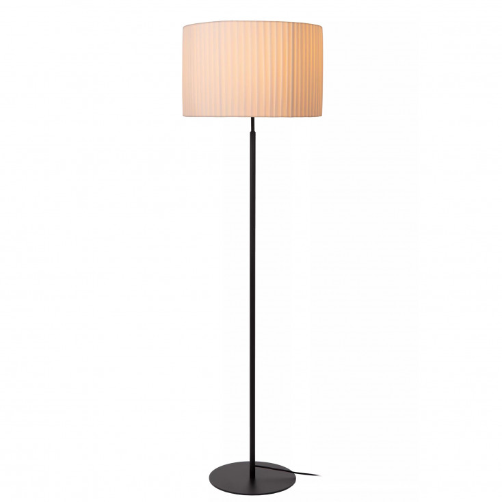Lampada da terra moderna in metallo con diffusore in tessuto