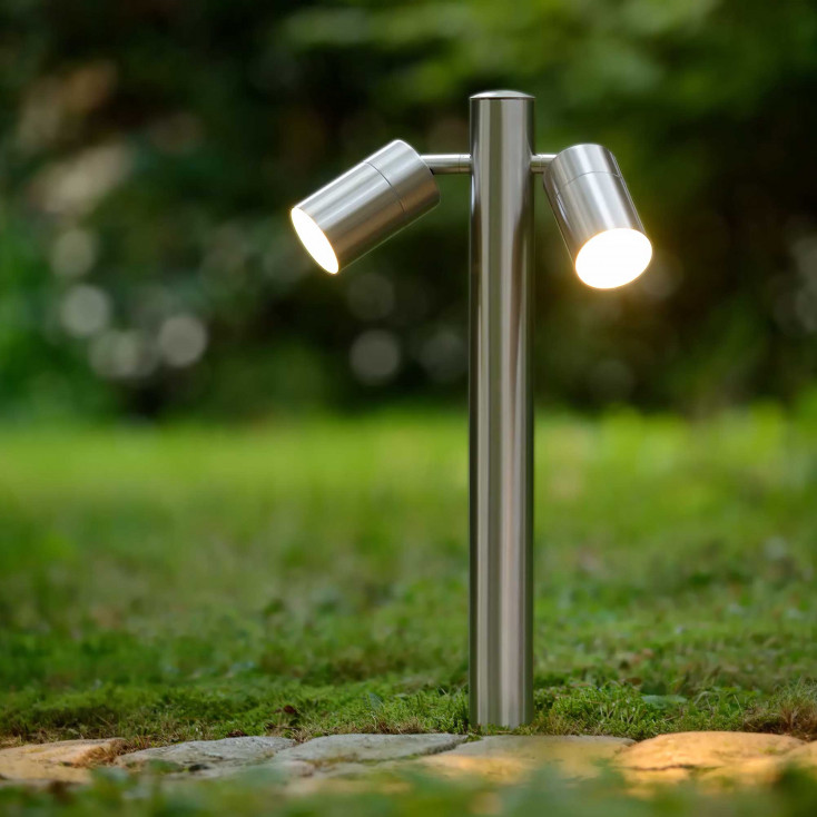 Lampioncino da giardino LED in acciaio con doppio diffusore orientabile