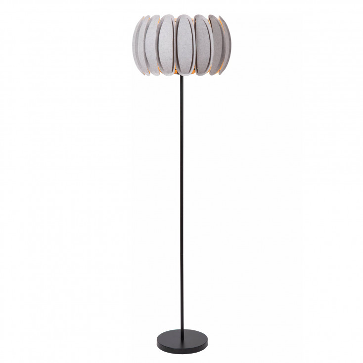 Lampada da terra struttura in metallo e paralume in feltro