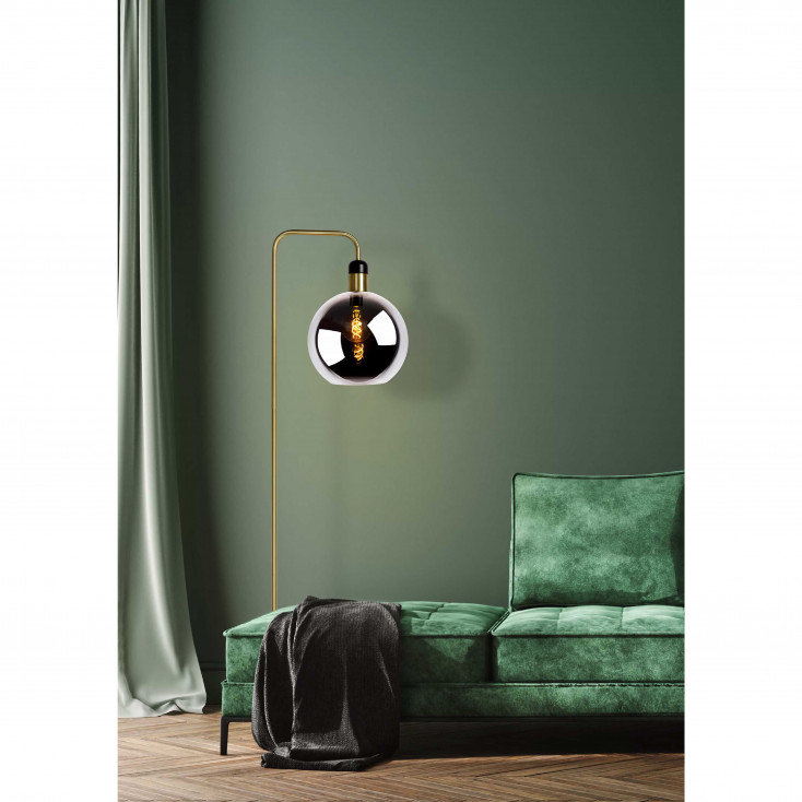 Piantana in metallo dal design moderno con base in marmo diffusore in vetro