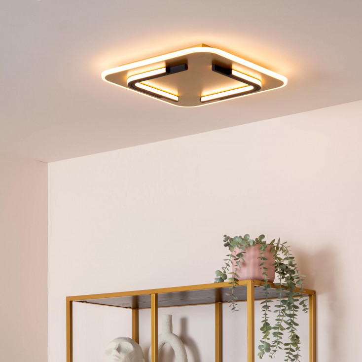 Plafoniera quadrata in metallo con doppio diffusore a led