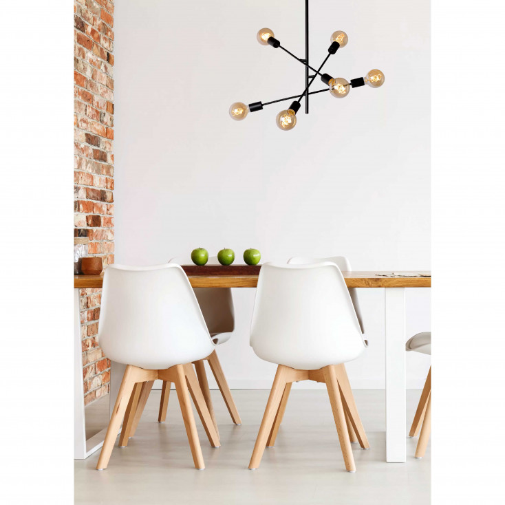Plafoniera con struttura in metallo dal design moderno con 6 diffusori