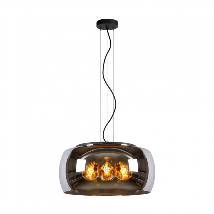 Sospensione grande in metallo con diffusore in vetro dal design moderno