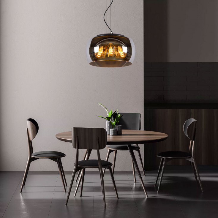 Sospensione piccola in metallo con diffusore in vetro dal design moderno