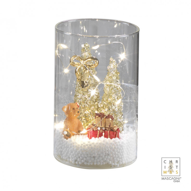 Bicchiere con led con decorazione natalizia