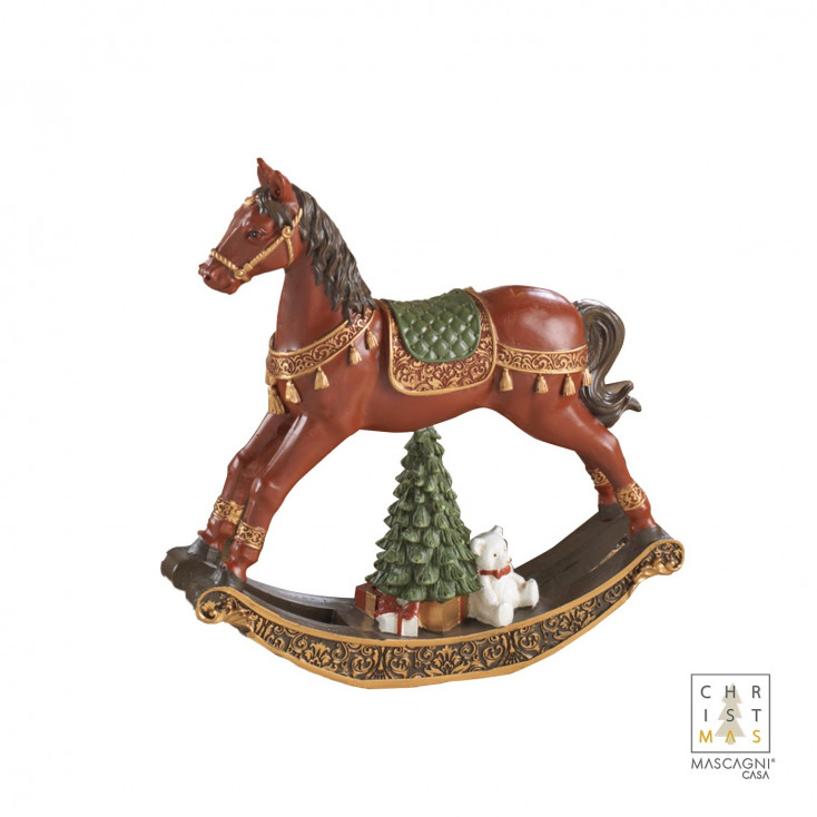 Decorazione natalizia con cavallo a dondolo