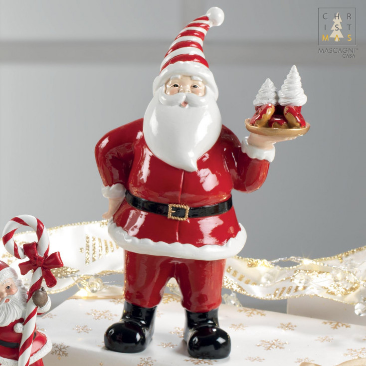 Decorazione natalizia moderna con santa claus in resina