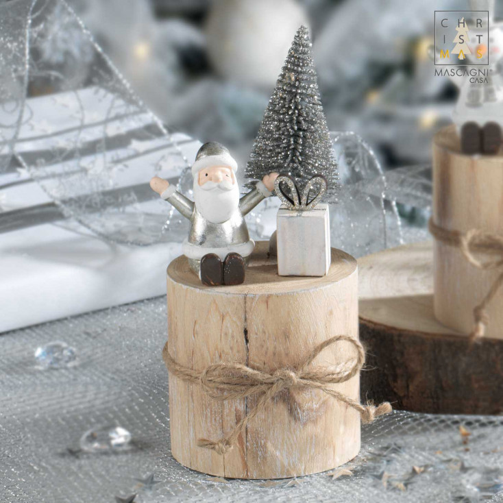 Decorazione natalizia tronchetto con Babbo Natale