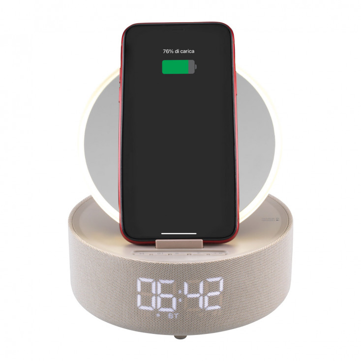 Orologio da tavolo con sveglia e carica cellulare wireless