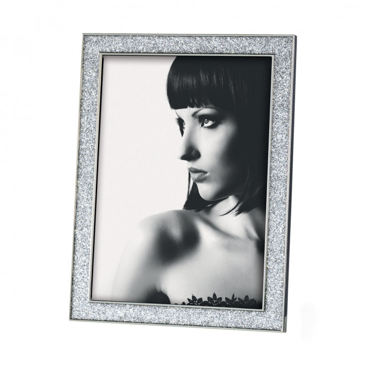 Portafoto da tavolo con cornice in metallo e strass dal design moderno