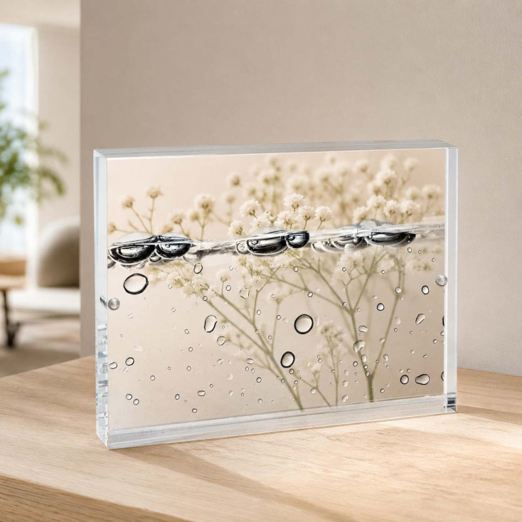 Portafoto da tavolo con cornice in plexiglass dal design elegante