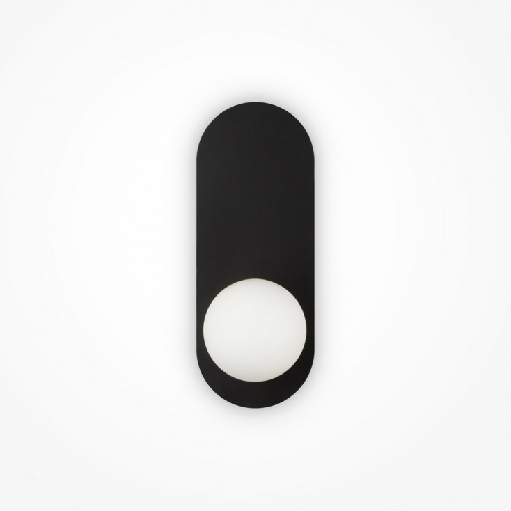 Applique da parete con base in metallo e diffusore a boccia in vetro