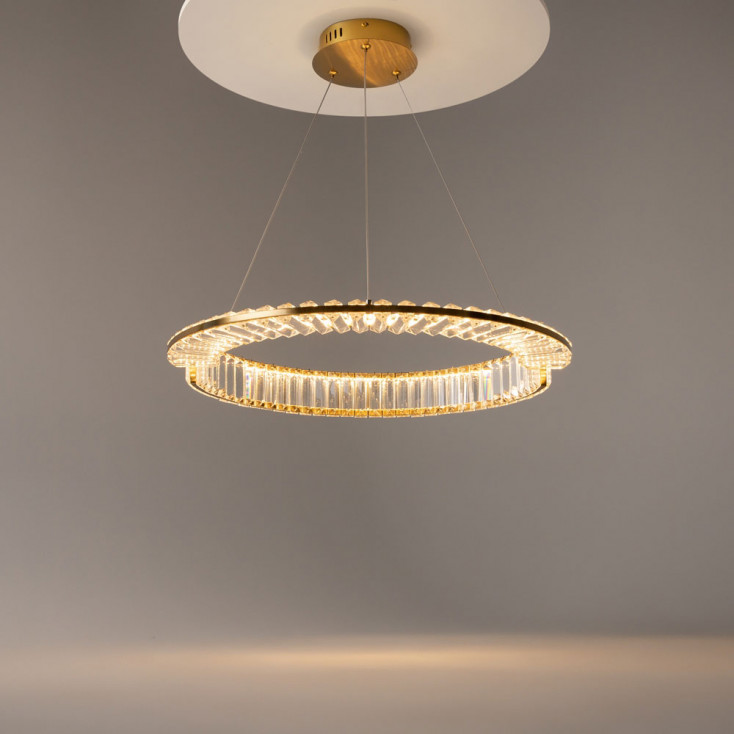 Lampada a sospensione a led con diffusore rotondo in vetro