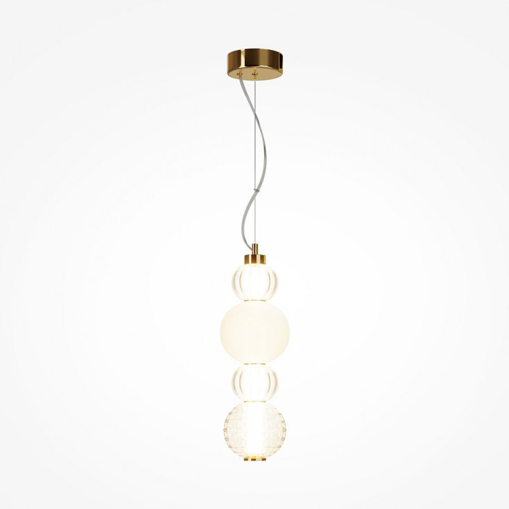 Lampada a sospensione a LED con struttura in metallo e diffusore in vetro
