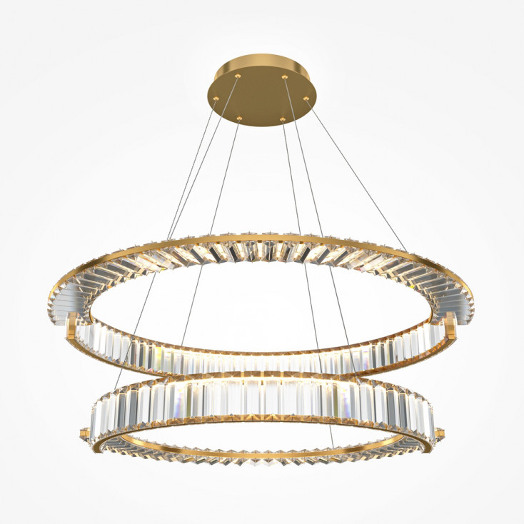 Lampada a sospensione a led in metallo con pendenti in vetro