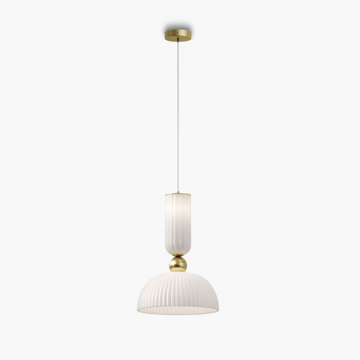 Lampada a sospensione a LED struttura in metallo e diffusore in vetro