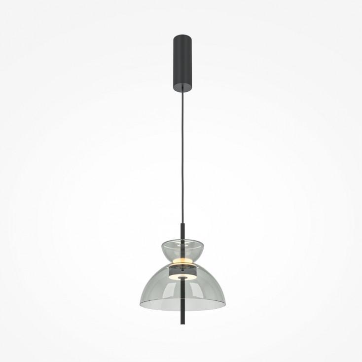 Lampada a sospensione con diffusore a coppa in vetro a led