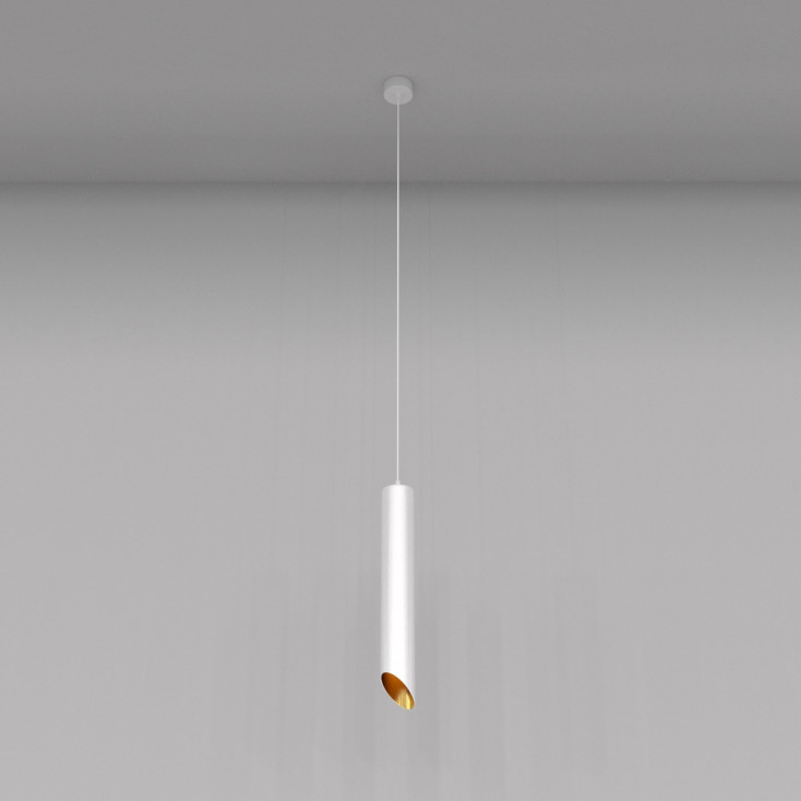 Lampada a sospensione con diffusore tubolare singolo lungo dal design elegante