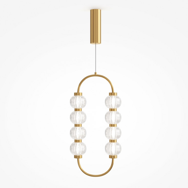 Lampada a sospensione con struttura in metallo e diffusore in vetro a led